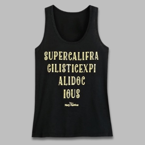 Disney Graphic Tank Top Sleeveless SUPERCALIFRAGILISTIC Black/Yellow Women’s 3X - Picture 1 of 4